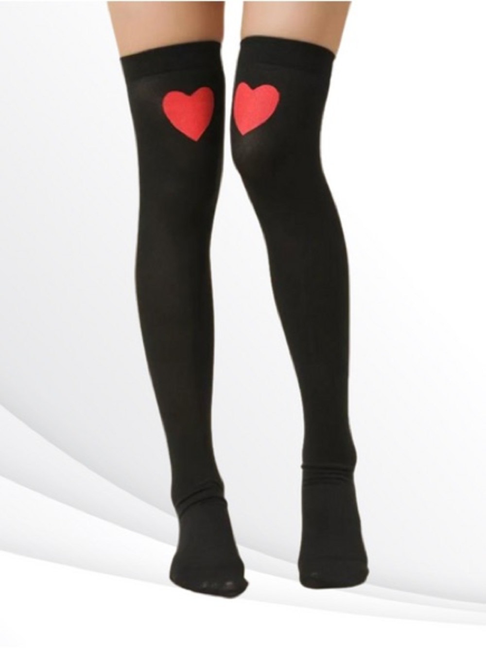 Ardene Women’s Over-the-Knee Socks in Black with Red Accent